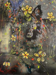 Alsatian - 30' x 40' charcoal on canvass. Created in Braidwood, NSW by Roger Brennan.